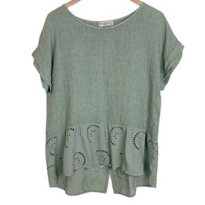 Terzo Millennio Linen & Eyelet Top
